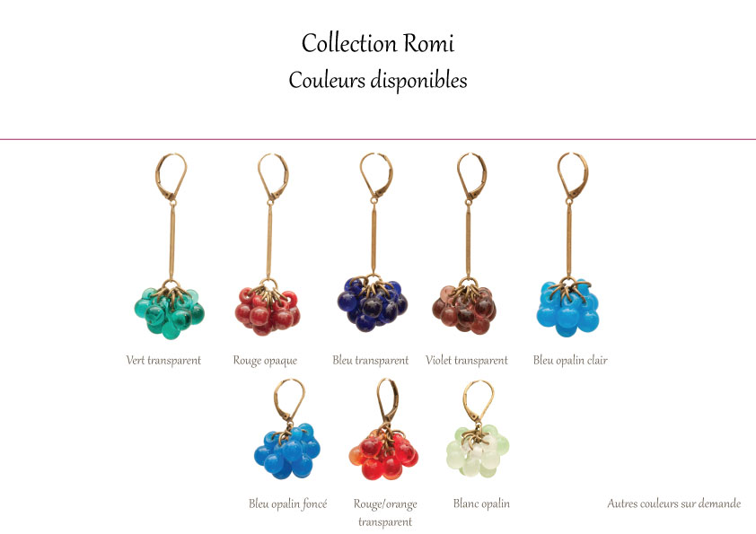 Collection Romi, bijoux en verre filé fabriqué à Paris