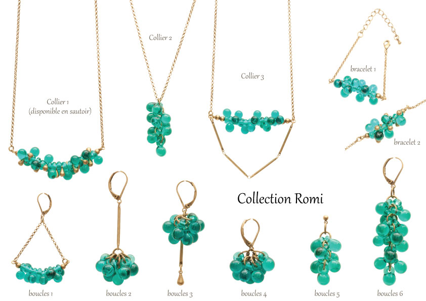 Collection ROMI, bijoux en verre Paris, création artisanale