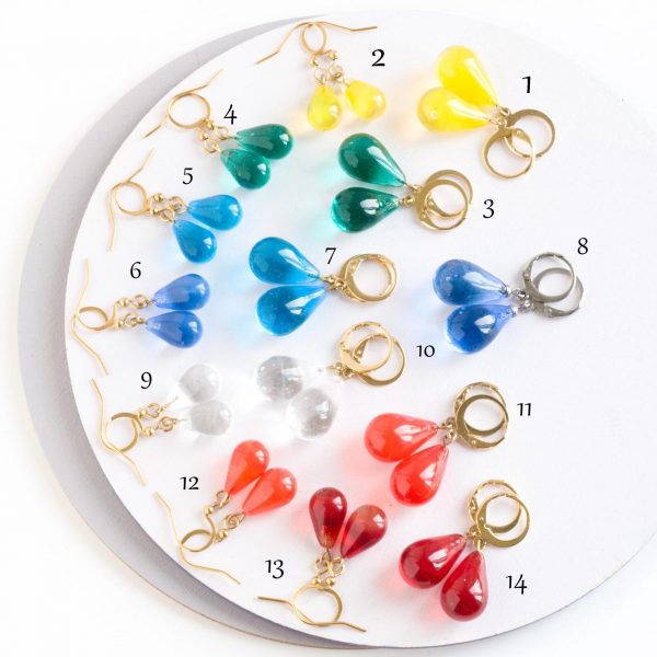 Boucles d'oreilles en verre de Murano , bijoux artisanales fait mains à Paris, petits et grands modèles