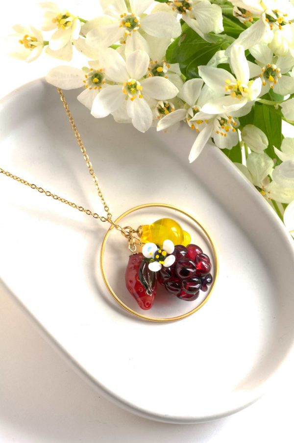 Collier fruits en verre grand modèle