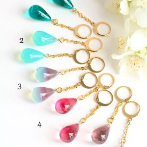 boucles gouttes en verre longues