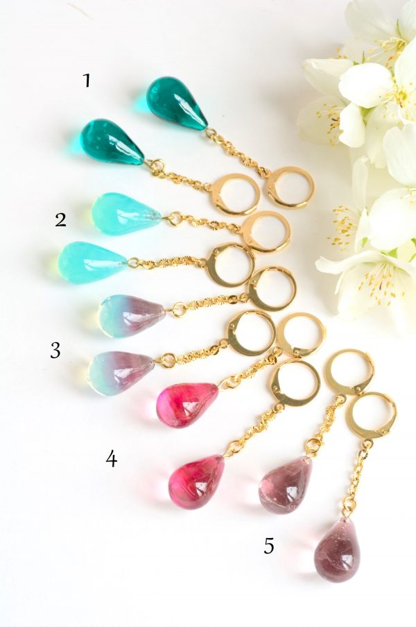 boucles gouttes en verre longues