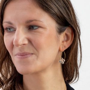 boucles d'oreilles atome en verre incolore